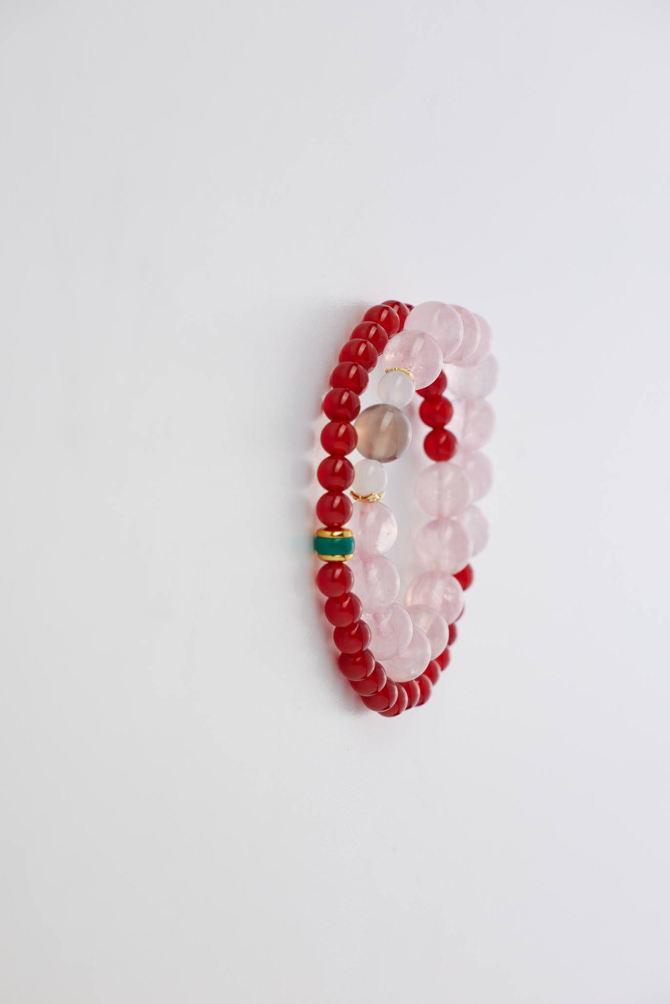 雙圈愛之光環|粉水晶 × 紅琉璃 10mm-6mm|手鏈/手串/短項鍊